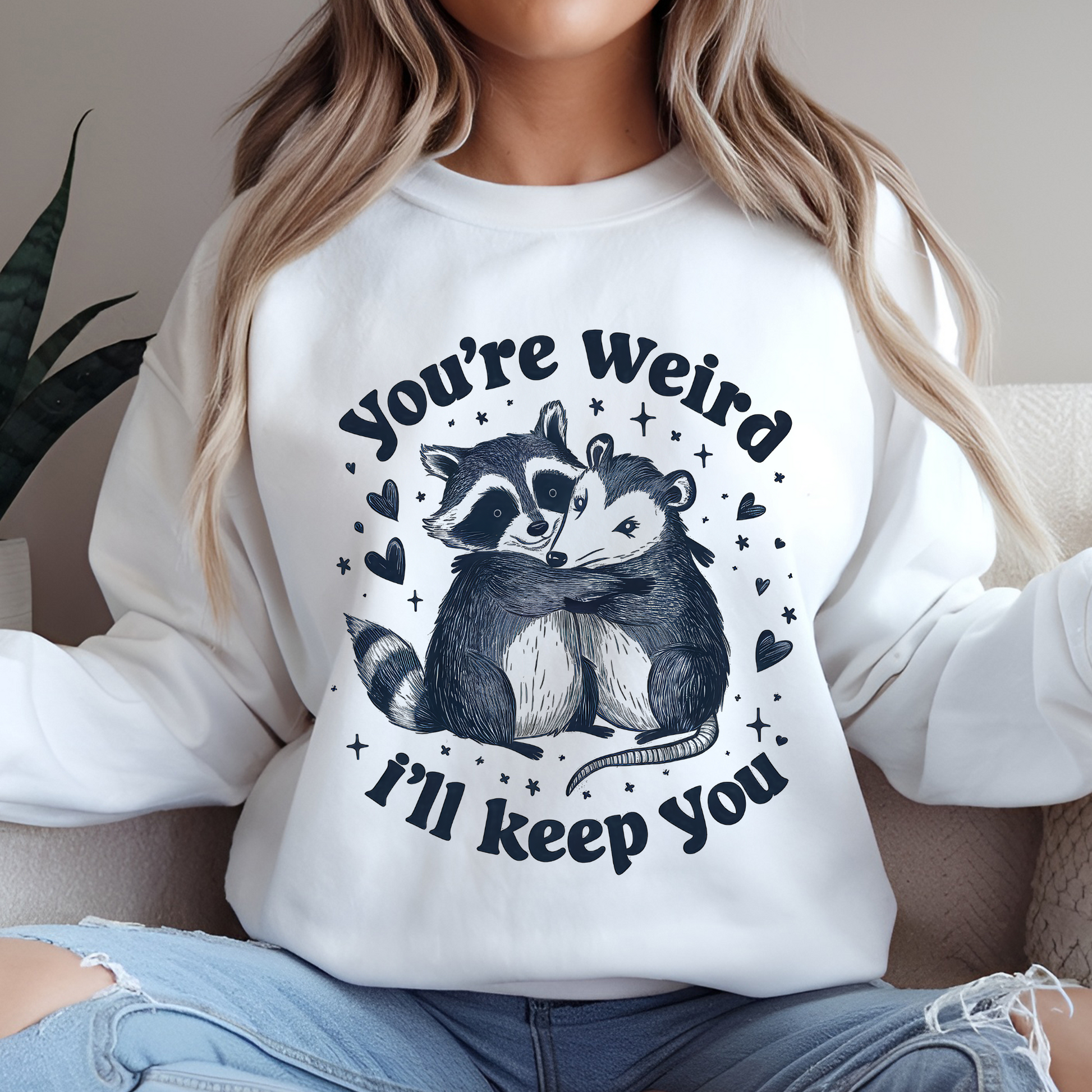 Adorable Possum and Raccoon Sweatshirt - Unisex Fit for All Sizes