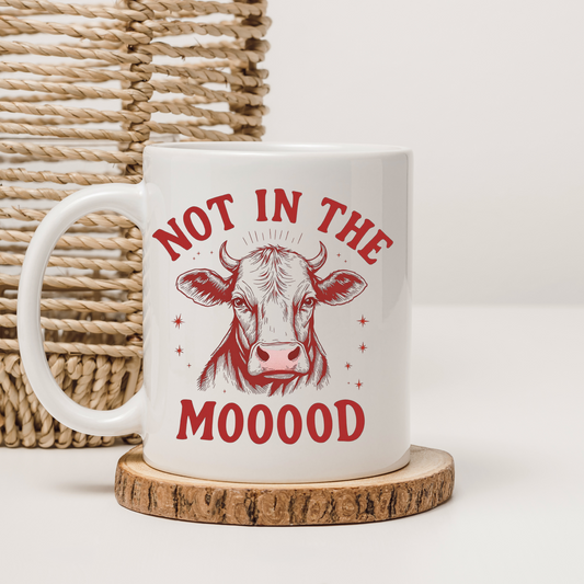 Not in the Mooood Mug – Funny Cow Design for Coffee Lovers and Morning Humor