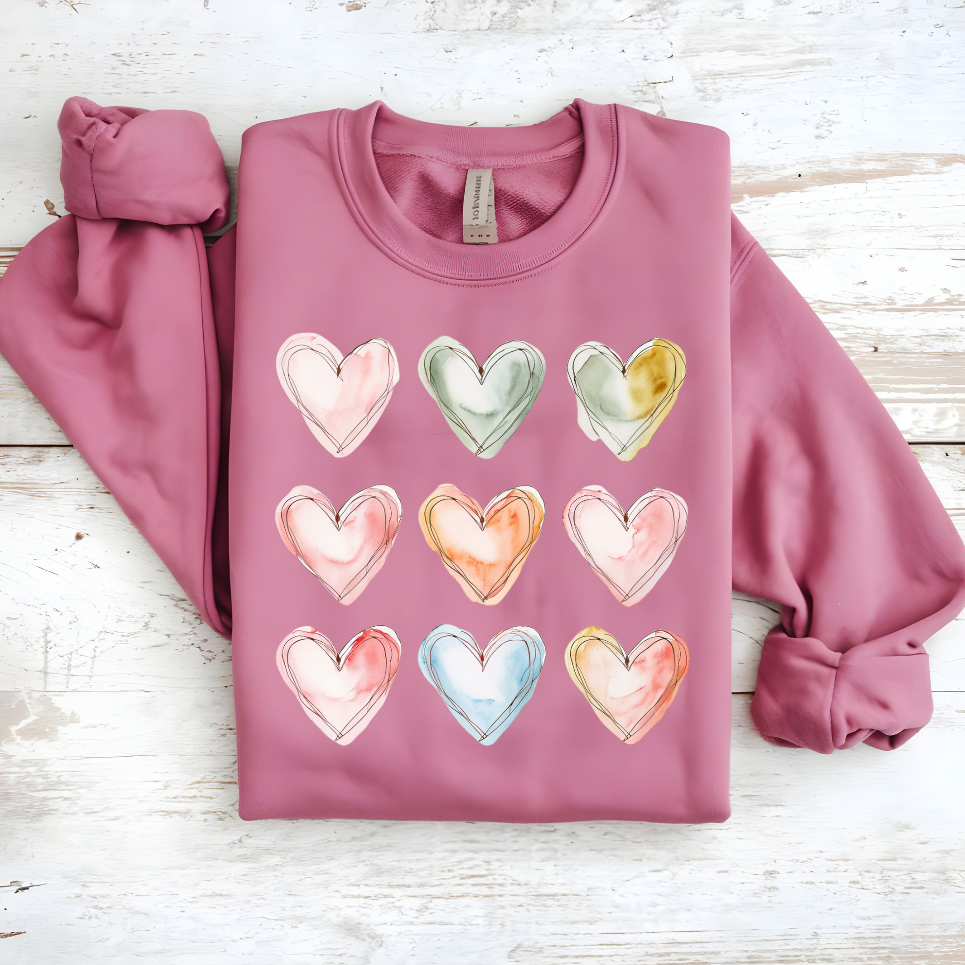 Charming and comfortable heart print sweatshirt – Perfect for layering or lounging.