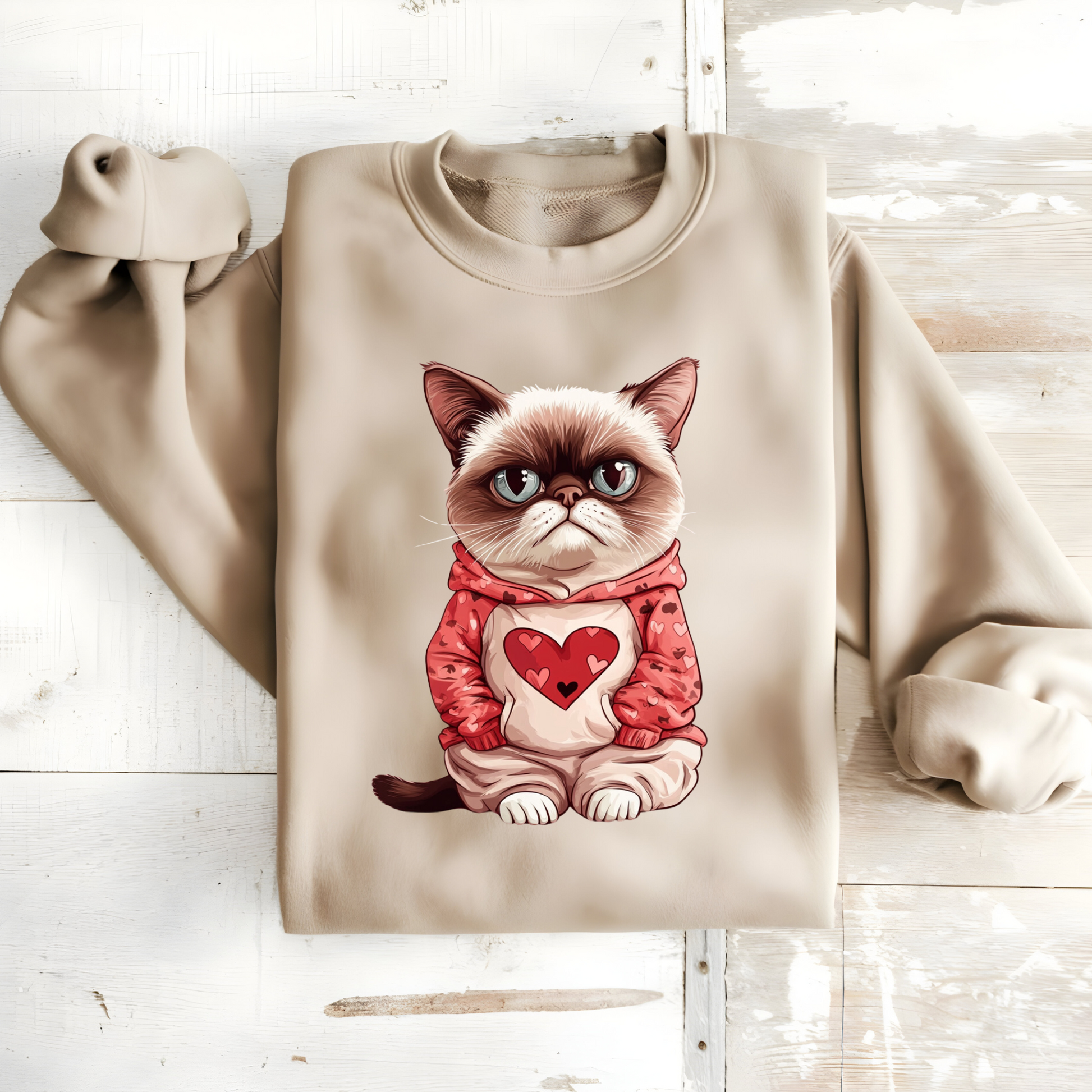 Grumpy Cat Valentine's Day Sweatshirt - Funny Cat Lover Gift for Valentine's Day