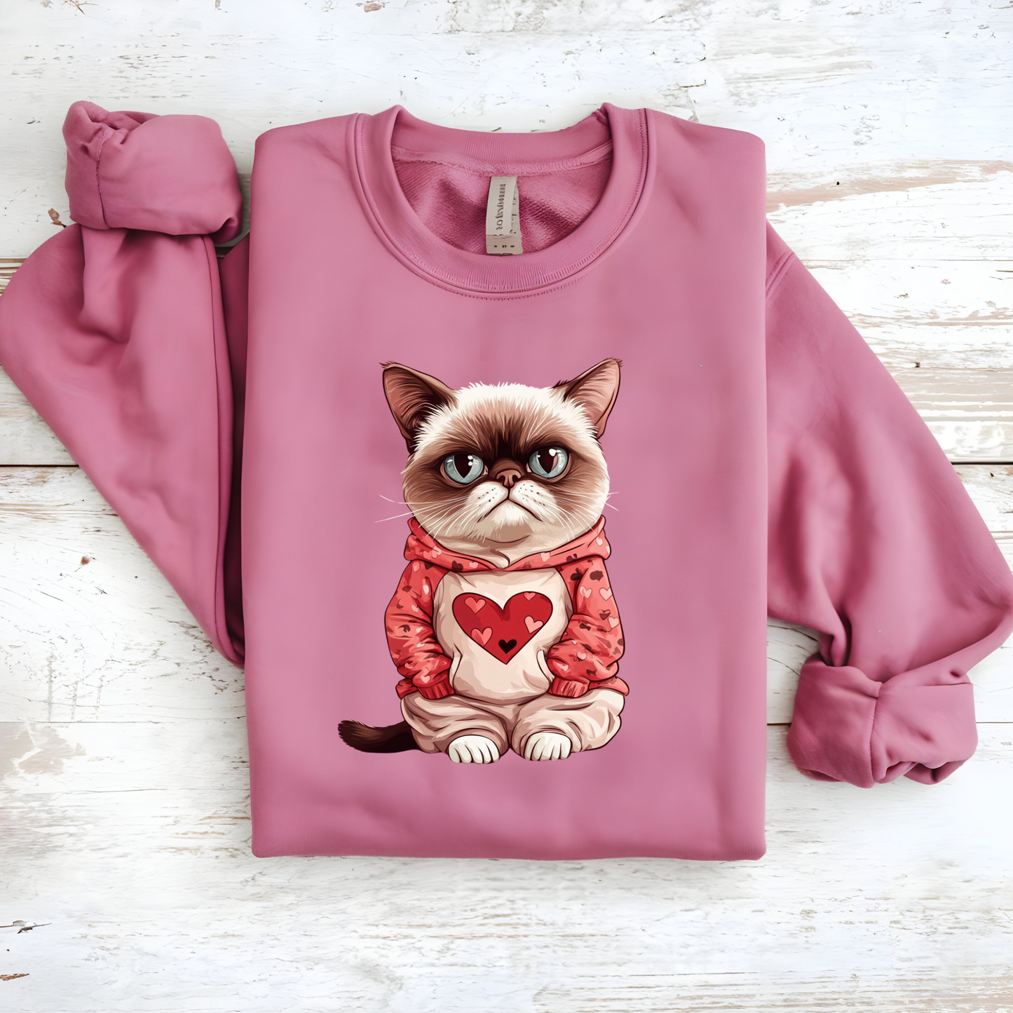 Unisex Grumpy Cat Valentine's Sweatshirt - Cozy, Comfy, and Stylish for Cat Lovers