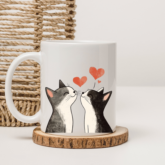 Kissing Cats Mug – Cute Valentine's Day Gift for Cat Lovers & Couples