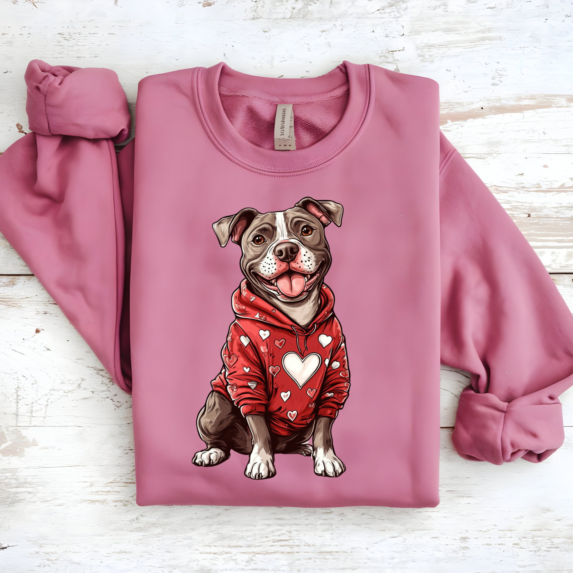 Perfect Gift for Dog Lovers - Cozy Pitbull Sweatshirt with Heart Design