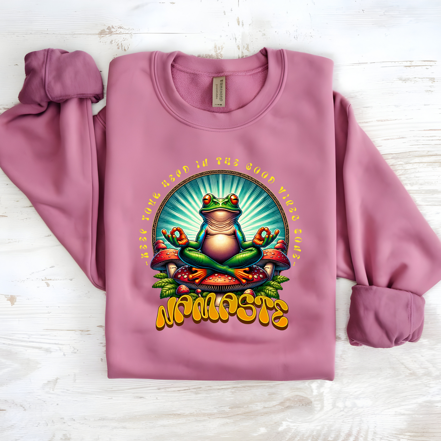 Easy Care Namaste Frog Sweatshirt – Machine Washable for Convenience and Comfort