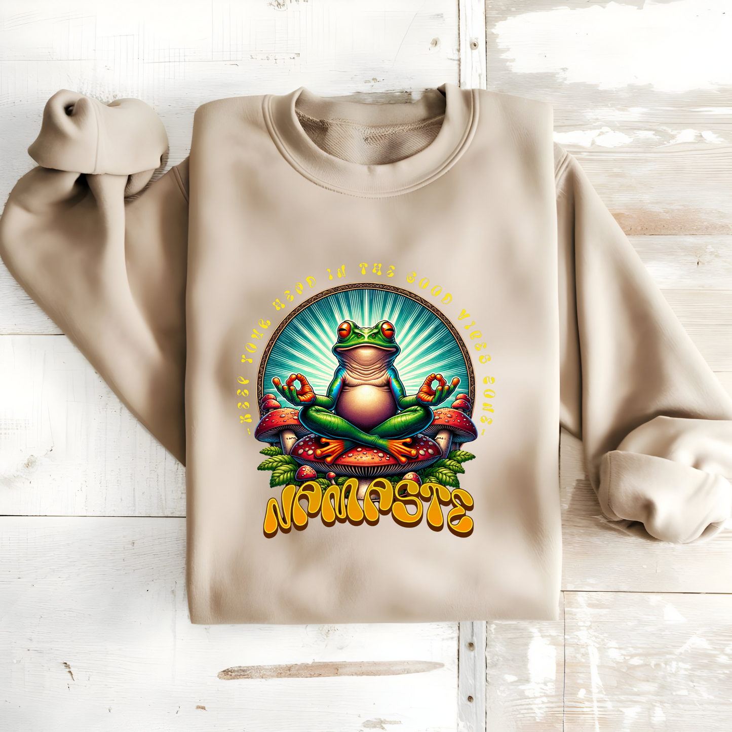 Stylish and Unique Zen Frog Sweatshirt – Ideal for Spiritual Souls and Festival-Goers