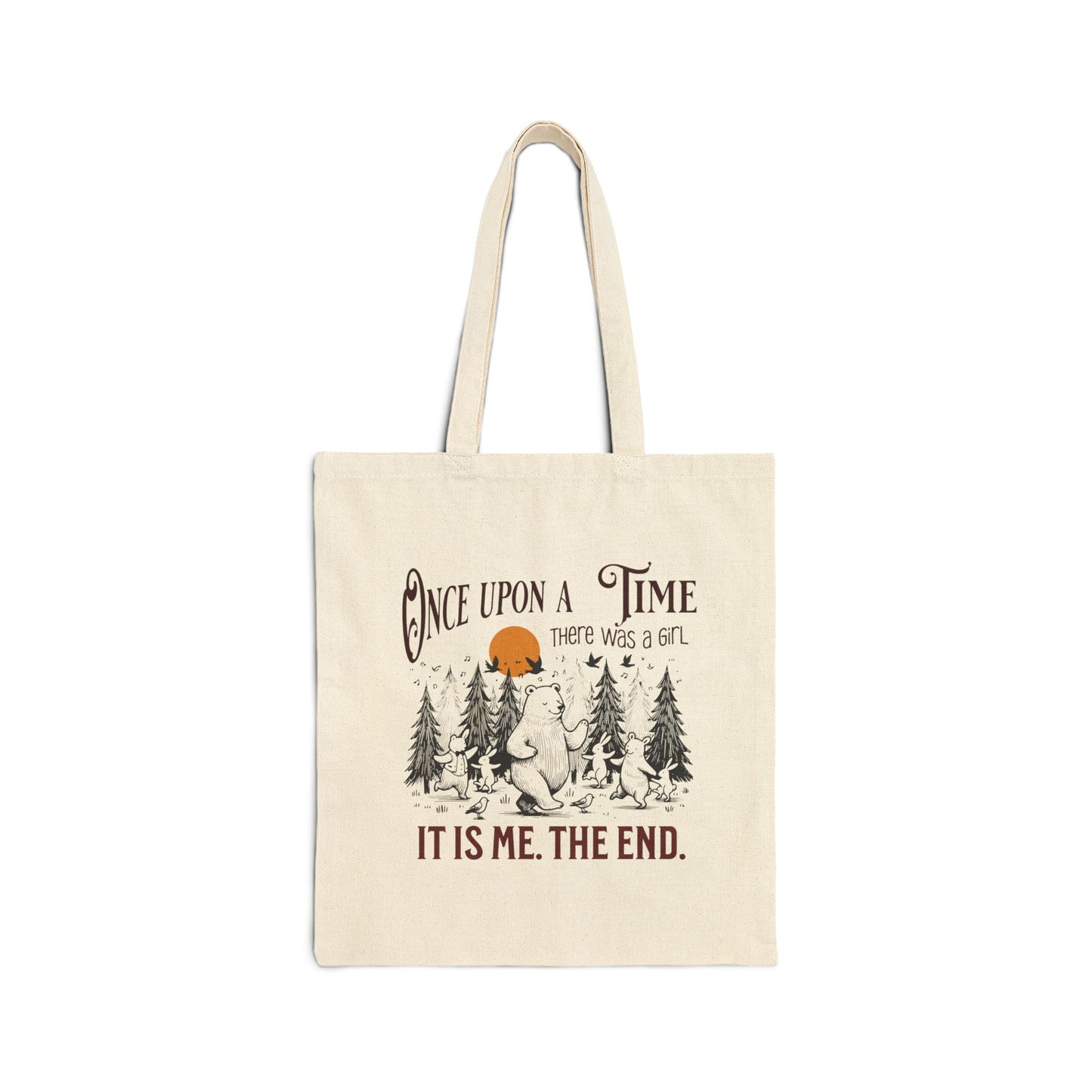 Adorable woodland animals with a humorous 'Once Upon a Time' quote – A charming and quirky tote