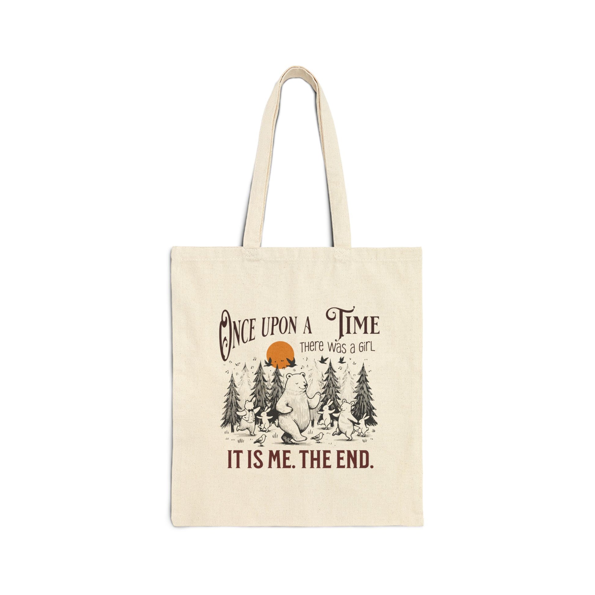 Adorable woodland animals with a humorous 'Once Upon a Time' quote – A charming and quirky tote